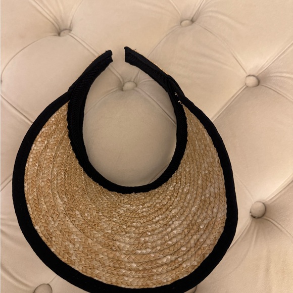 Stylish Tan and Black Straw Visor - Picture 3 of 4